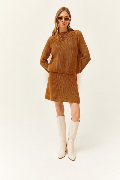 Olalook Women's Biscuit Top Sweatshirt Bottom Mini Toddler Skirt Knitwear Set TKM-19000248