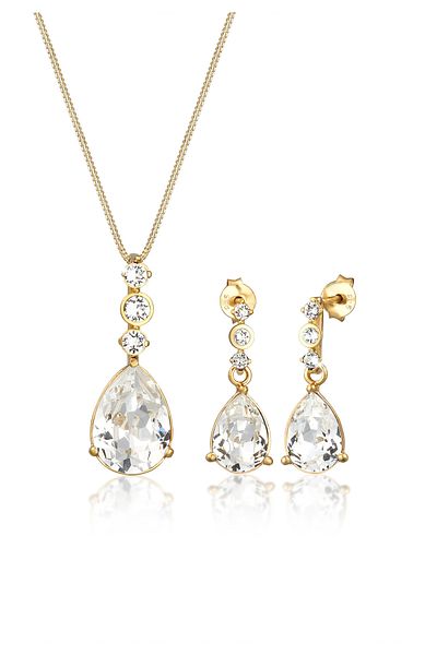 ELLI Schmuckset Tropfen Edelkristalle 925 Sterling Silber