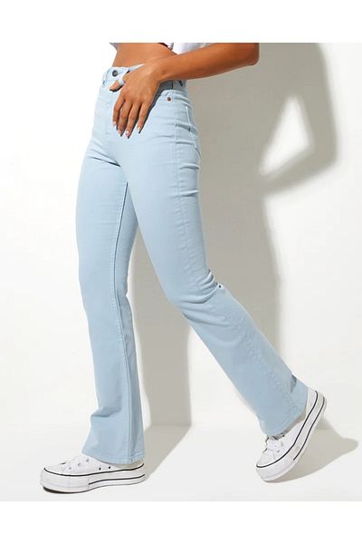 Livik Ice Blue Pantaloni evazați cu talie înaltă Albastru