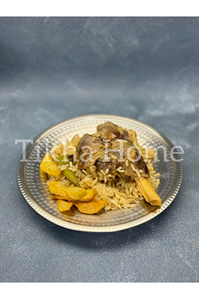 TİKHA HOME طقم أطباق طعام ياسي من الفولاذ المقاوم للصدأ بتصميم مزخرف، مقاس 23 سم