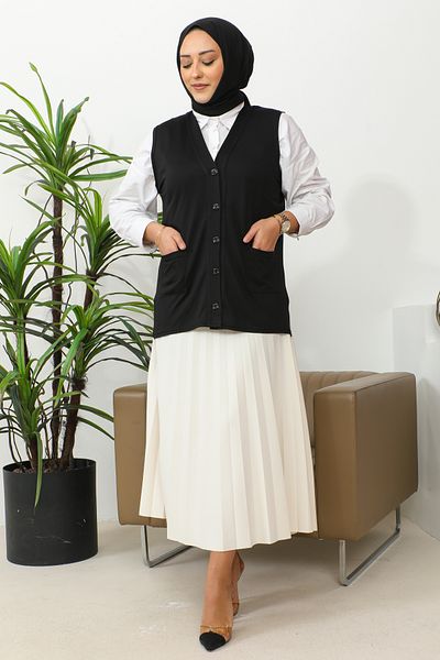 penye Γυναικείο Μαύρο Γιλέκο με Τσέπες, Mother Vest, Casual Ρούχα