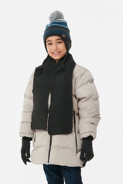 Fulla Moda Σετ ριγέ αγορίστικο μαντίλι και γάντια