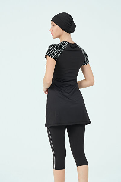 myfirstsea Yarım Kol 4 Parça Tesettür Mayo Kolları Çizgili Yarım Kol Tesettür Mayo