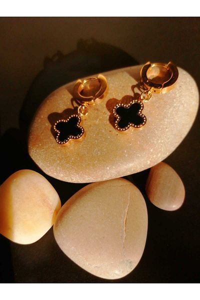 Çelik Model Black Earrings