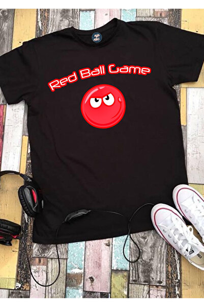 RYO FASHİON Tricou pentru copii cu mânecă scurtă, negru, imprimat REDBALL, un...