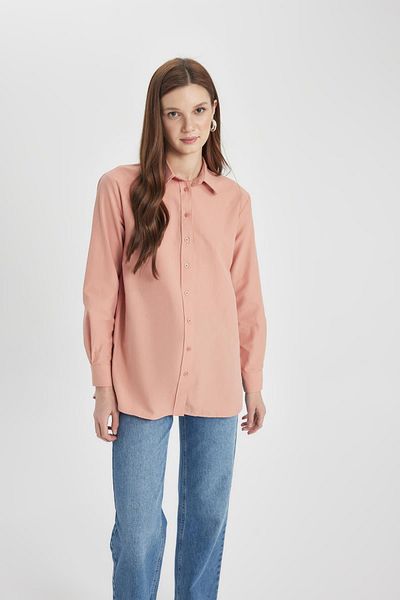 DeFacto Relax Fit Poplin Long Sleeve Shirt Tunic B8314ax24sp