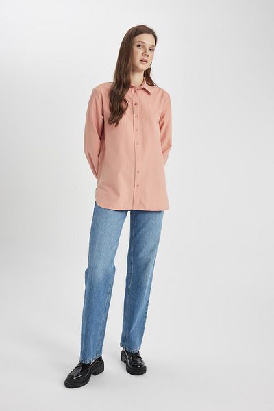 DeFacto Relax Fit Poplin Long Sleeve Shirt Tunic B8314ax24sp