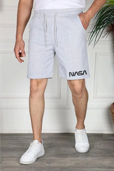 FUWEAR Yeni Sezon Nasa Basklı 2 iplik Penye Kumaş Bermuda Şort