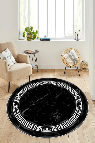 Thalia Home Kaymaz Tabanlı Yıkanabilir Baskılı Yuvarlak Mutfak Halısı Koridor...