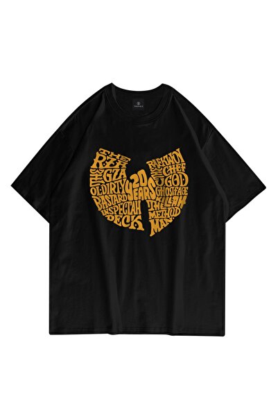 FECCY Tricou negru oversize unisex Wu-tang Clan 20 de ani