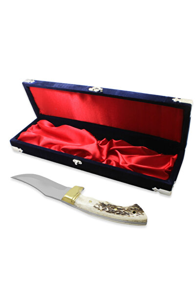 Tesbihane Özel Kutulu Geyik Boynuzu 4116 Çelik Komando Avcı/Kamp Bıçağı