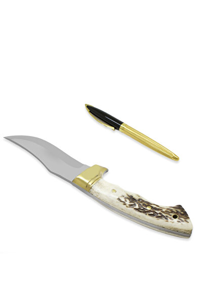 Tesbihane Özel Kutulu Geyik Boynuzu 4116 Çelik Komando Avcı/Kamp Bıçağı