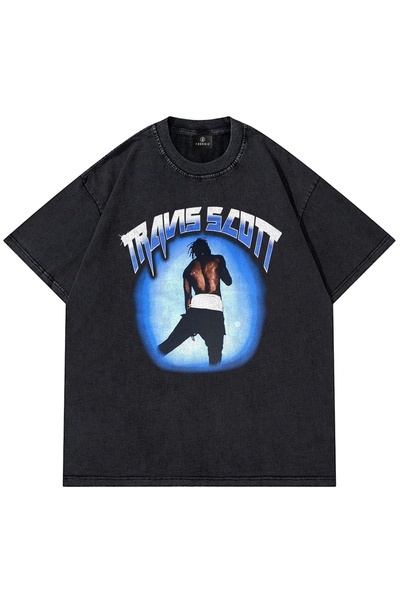 FECCY Oversize unisex majica Travis Scott 101 u ispranom antracit boju