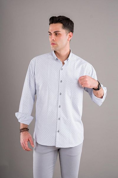 BİCAN Μακρυμάνικο πουκάμισο Bican Classic Cut με μοτίβο τσέπης