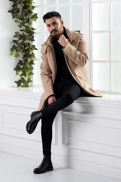 Beige coat outfit discount mens