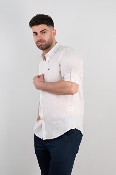 Paul Martin Canadian Ανδρικό λινό πουκάμισο Paul Martin Regular Fit