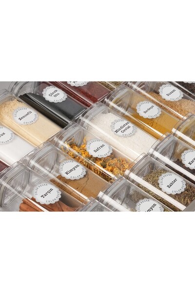 color house Acrylic Jar Spice Rack Square 300 Cc 18 Pieces Acrylic Vacuum Lid Transparent (EXCLUDING STANDS)