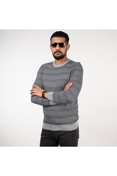 AKÇAYLAR San&fa Knitwear Ανδρικό πουλόβερ με λαιμόκοψη με μοτίβο Slimfit