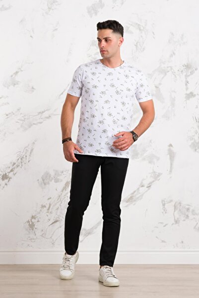 AKÇAYLAR Сліпфіт Бавовняна чоловіча футболка з принтом