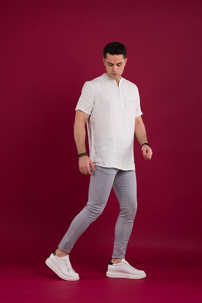 Paul Martin Canadian Ανδρικό λινό πουκάμισο Paul Martin Regular Fit Judge Collar