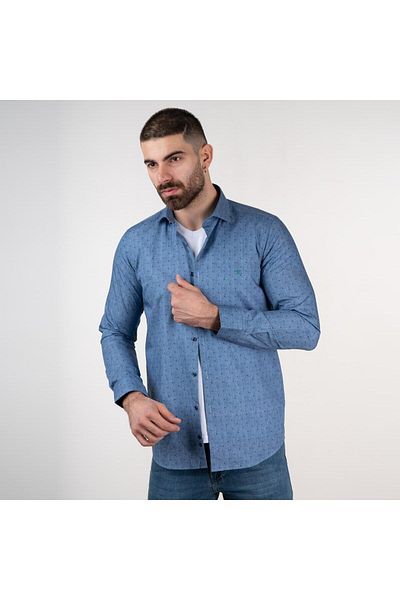 AKÇAYLAR Мъжка дънкова риза с шарки Ecer Slimfit