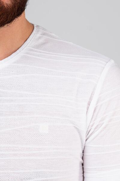 AKÇAYLAR Екстра облягаючий чоловічий футболка з текстурованим коміром