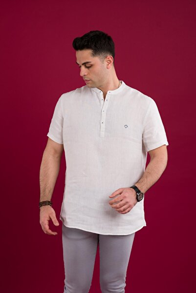 Paul Martin Canadian Ανδρικό λινό πουκάμισο Paul Martin Regular Fit Judge Collar