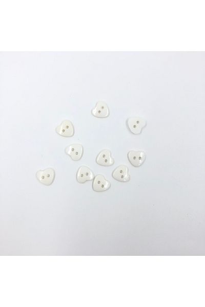 HOBİREYON 10 Pieces 12 Mm Heart Button (WHITE)