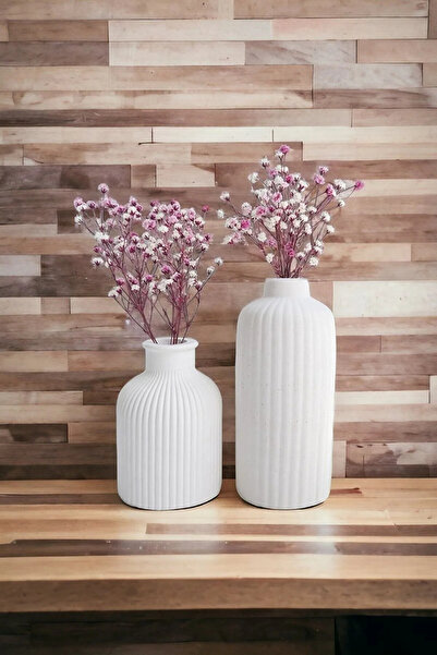 SOOA Διακοσμητικό Σετ Βάζας από Μπετόν Σκανδιναβικού Στυλ Μίνι και Ψηλό Σετ 2 τεμαχίων