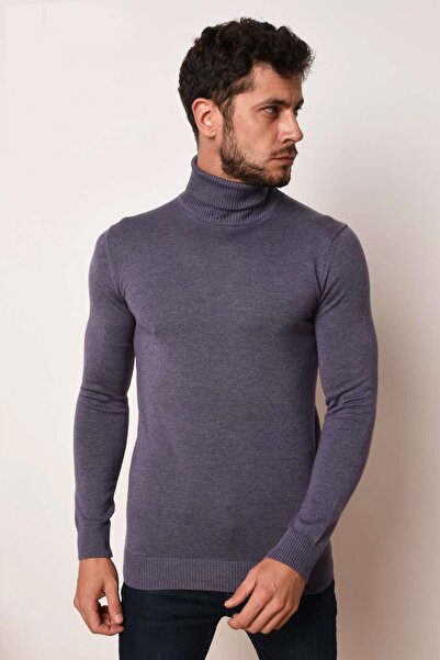 AKÇAYLAR Слімфіт чоловічий трикотажний светр з коміром та еластичною талією