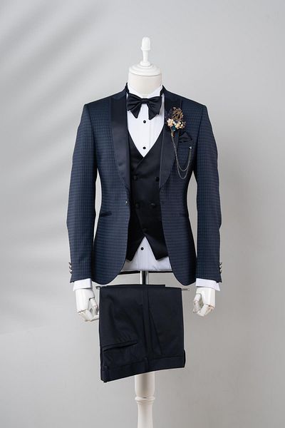 TORRES Combined Batik Checked Tuxedo Suit