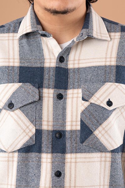 BİCAN Bican Oversize Подвійні кишені Чоловіча сорочка