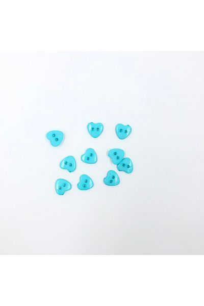 HOBİREYON 10 Pieces 12 Mm Heart Button (TURQUOISE)
