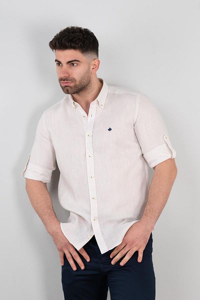 Paul Martin Canadian Ανδρικό λινό πουκάμισο Paul Martin Regular Fit