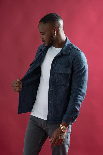 Sır Sir Slimfit Snap Closure, Side and Flap Pockets, Unlined Collar, Wrapped Sports Short Jacket