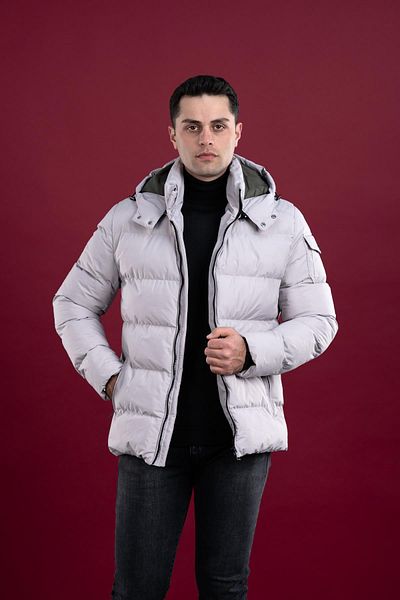 AKÇAYLAR Ανδρικό πουφερ παλτό με κουκούλα Slimfit