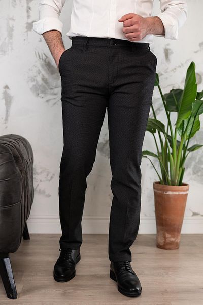 NOTRA Classic Cut Dot Patterned Men's Gabardine Summer Trousers