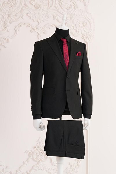 Sır Ανδρικό κοστούμι με ριγέ μυτερό γιακά 6 Drop Double Slit Regular Fit