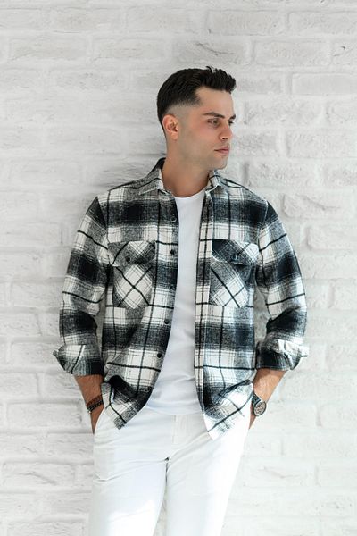 AKÇAYLAR Мъжка дебела карирана риза Lumberjack с двоен джоб