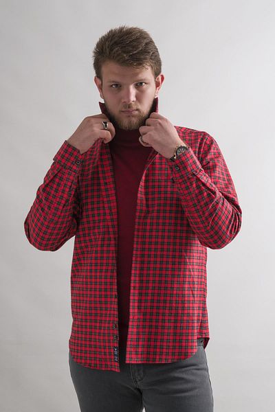 Dorss Мъжка зимна риза Slimfit от памучен каре с дебел плат