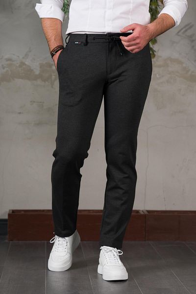 Ecer Ανδρικό παντελόνι Jogger από χειμερινό ύφασμα με ελαστική μέση Lycra και νήματα