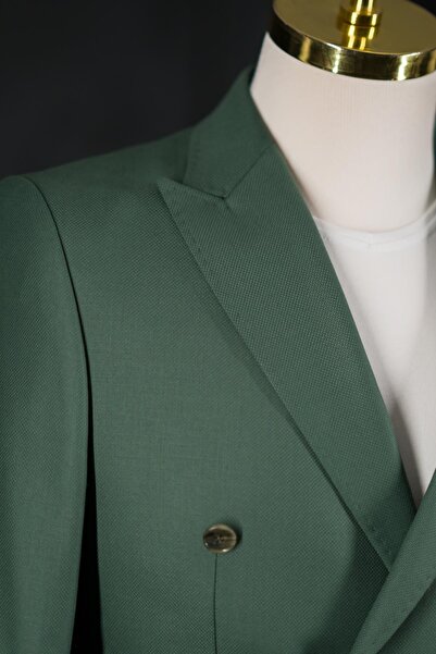 Sır Regular Fit Çift Yırtmaç Astarlı Erkek Kruvaze Tek Ceket