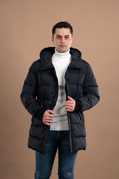 Sır Μακρύ χοντρό πουπουλένιο παλτό με κανονική εφαρμογή με κουκούλα