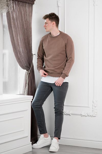 FBI Slimfit 3 Thread Crew Neck φούτερ με Fleece εσωτερικά