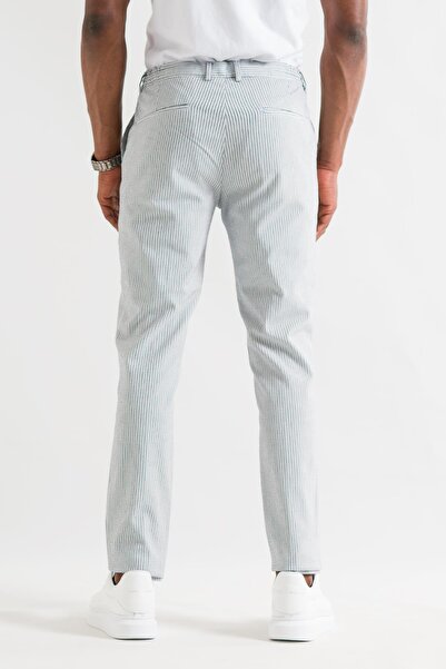 AKÇAYLAR Слімфіт смугасті з еластичним поясом, подвійними швами та трубоподібними штанинами літні чоловічі джоггер-штани