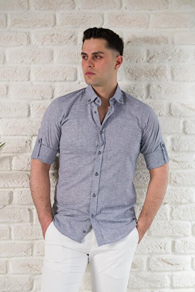 ADVANTE Slimfit Collar Buttoned Summer Linen Men's Shirt