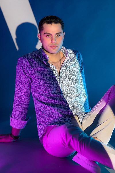ADVANTE Ανδρικό πουκάμισο με μοτίβο Slimfit με γιακά με μακρυμάνικο