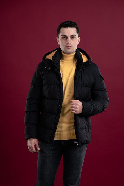 AKÇAYLAR Ανδρικό πουφερ παλτό με κουκούλα Slimfit