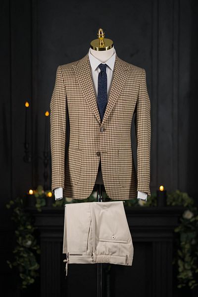 Sır Regular Fit Bag Pocket Plaid Double Slit Half Lined Men's Single Jacket