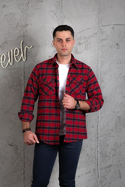 AKÇAYLAR Плътна памучна риза с два джоба Slimfit